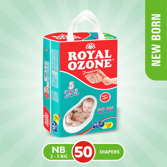 Size 0 New Born Royal Ozone Premium Baby Diaper ( 2-5Kg ) 50Pcs